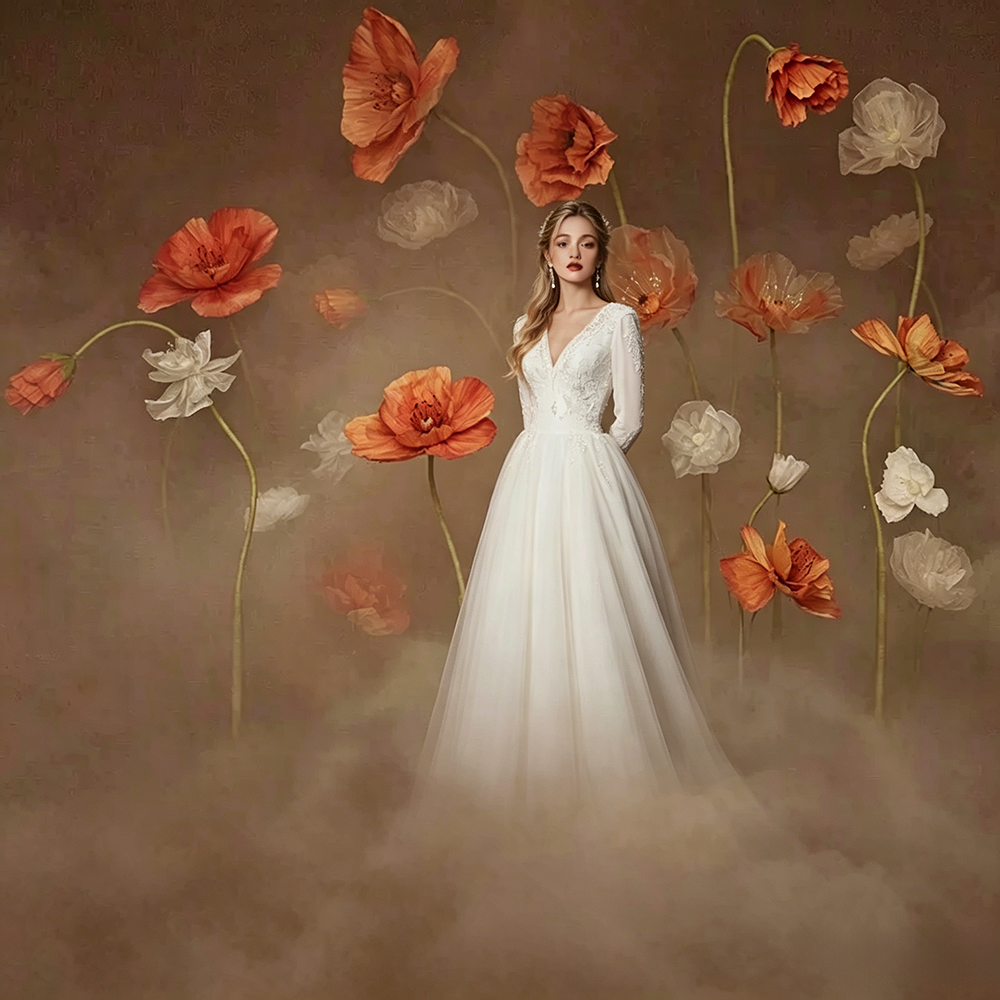 Flowerva Veil Poppy Ensemble Premium Decor