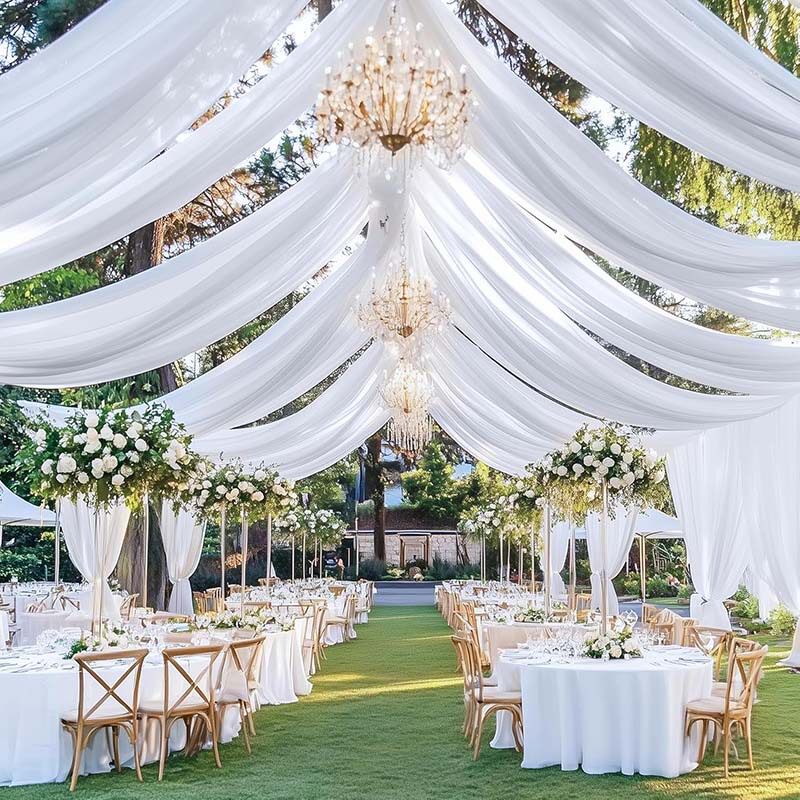 Flowerva  Elegant Chiffon Arch Drapes