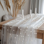 Flowerva Pearl Tulle Table Runner