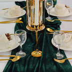 Flowerva  New Wedding Emerald Green Velvet Table Runner, for Birthday, Dinner &amp; Party Decor
