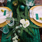 Flowerva  New Wedding Emerald Green Velvet Table Runner, for Birthday, Dinner &amp; Party Decor