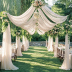 Flowerva  Wedding Arch Draping Fabric - Premium Swiss Voile Sheer Curtai
