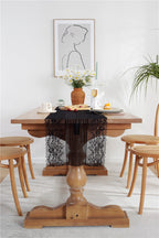 Flowerva  Vintage Black Lace Table Runner — Elegant French Gothic Style