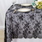 Flowerva Embroidered White Lace Table Runner, Semi-Sheer Tablecloth for Weddings & Banquets