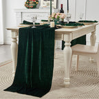 Flowerva  New Wedding Emerald Green Velvet Table Runner, for Birthday, Dinner &amp; Party Decor