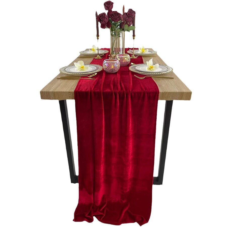 Flowerva  New Wedding Emerald Green Velvet Table Runner, for Birthday, Dinner &amp; Party Decor