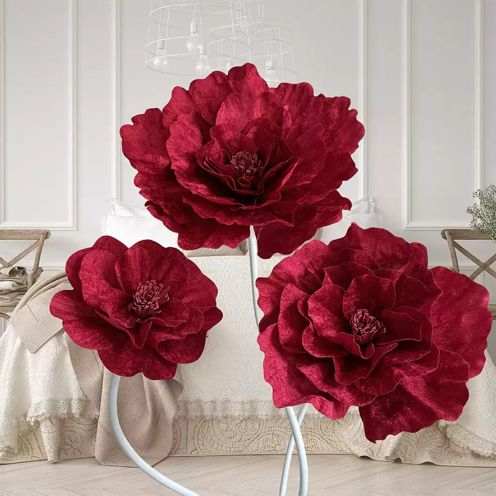 Flowerva Crimson Monochromatic Relief Premium Decor