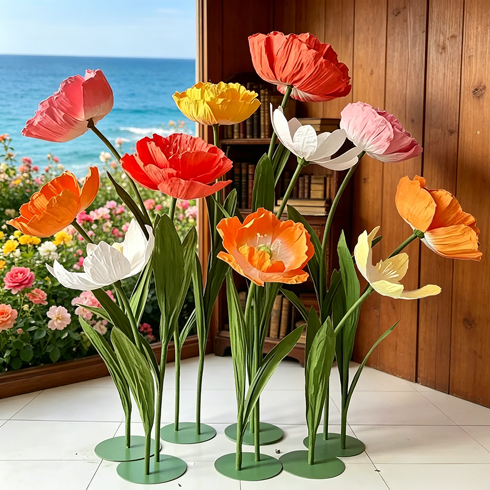 Flowerva Standing Poppy Aura Sculpture Premium Decor