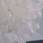Flowerva Silvery-White Shimmer Ruffled Fabric Flower