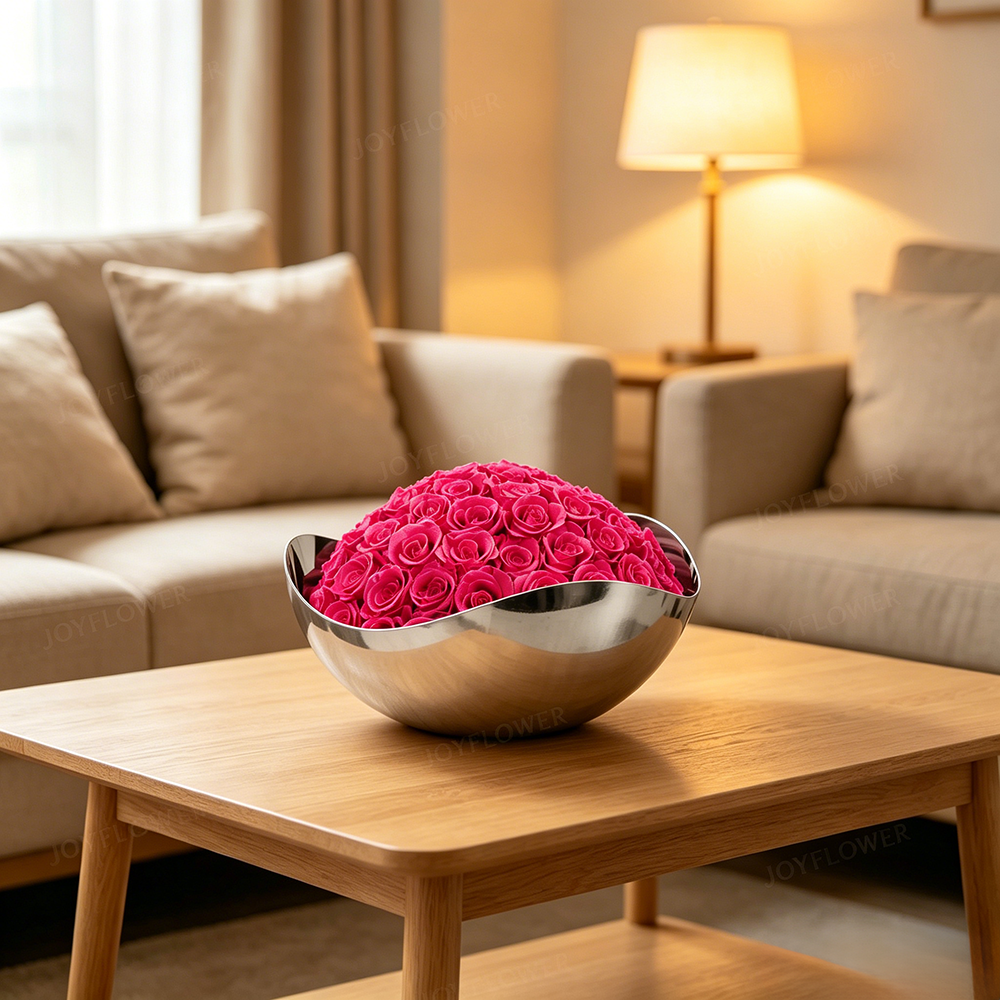 Flowerva Sculptural Metal Bowl Arrangement Premium Decor