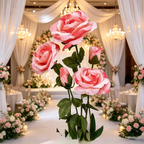 Flowerva Pink Rose Verdant Cluster Premium Decor