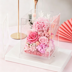Flowerva Preserved Carnation Acrylic Mirror Box Premium Decor