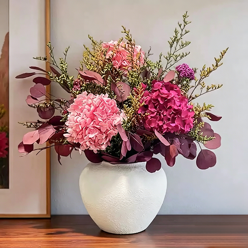 Flowerva Voluminous Hydrangea Vase Arrangement Premium Decor