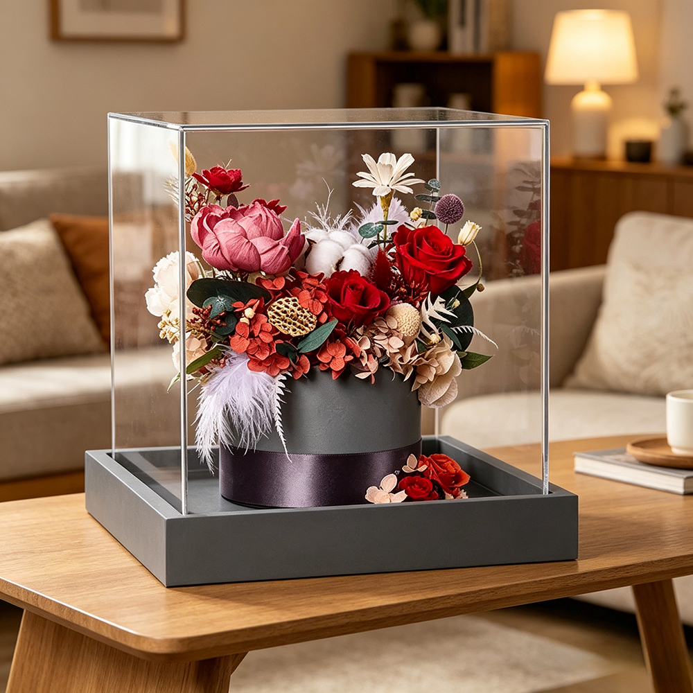 Flowerva Ruby & Burgundy Rich-Tone Centerpiece Premium Decor