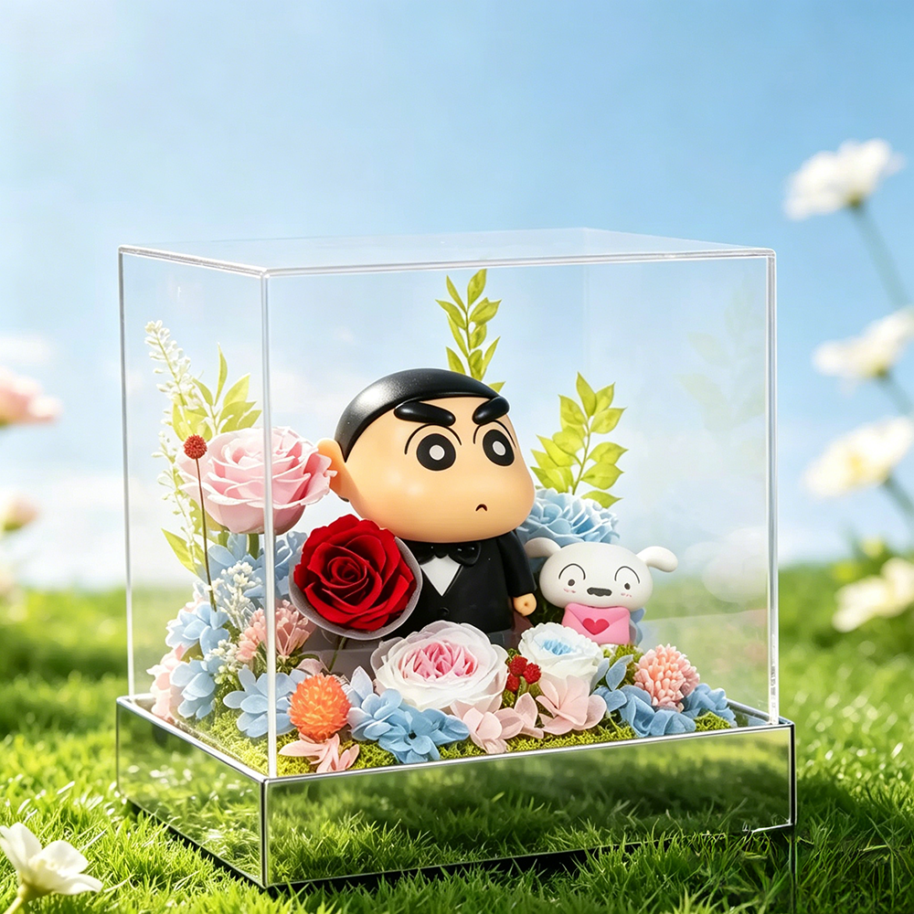 Flowerva Crayon Character Preserved Flower Box Premium Decor