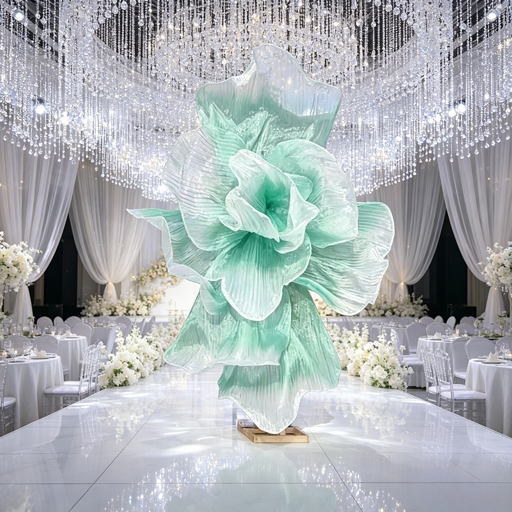 Flowerva Gradient Green Veil Form Art Installation (Without Base)