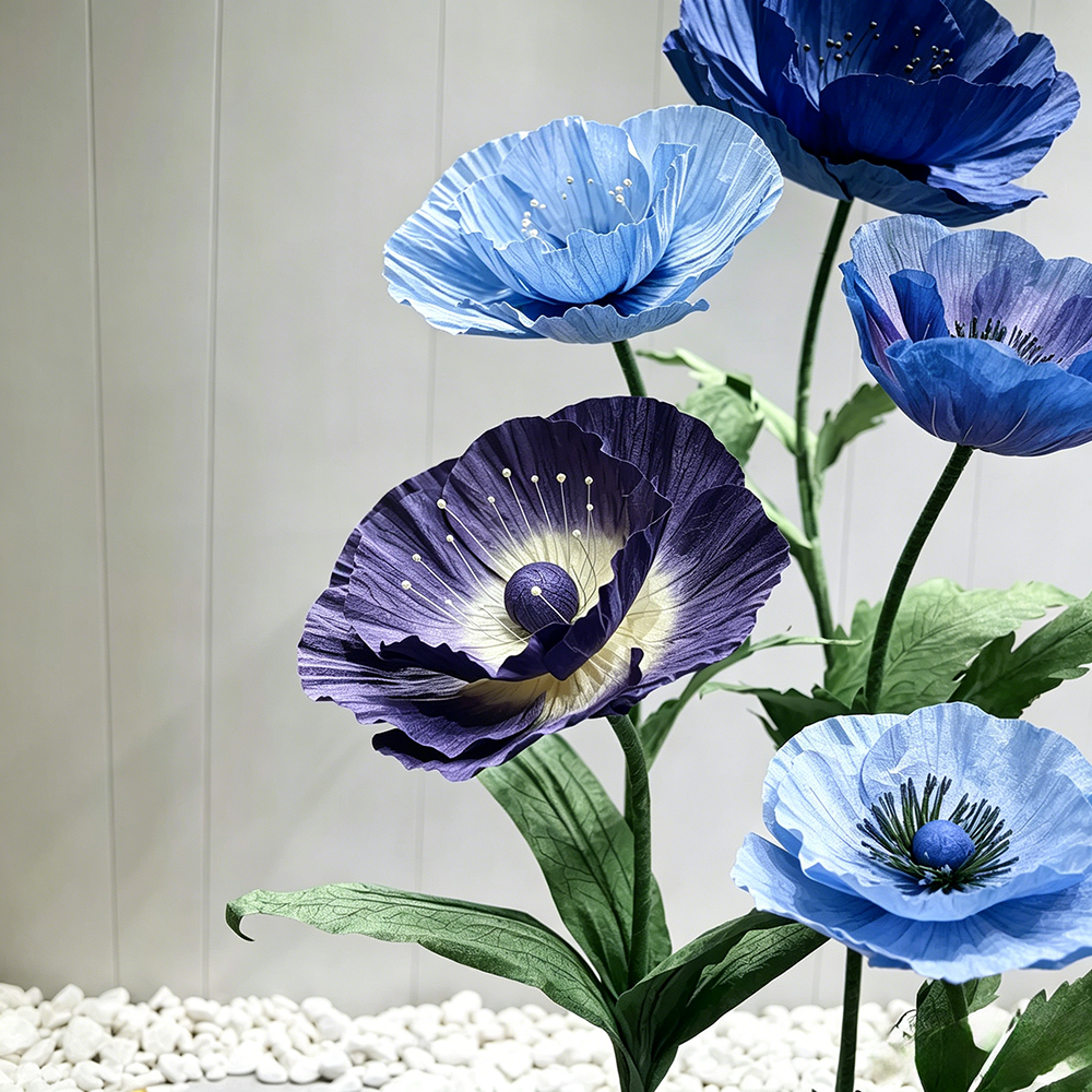 Flowerva Blue Poppy Gradient Premium Decor