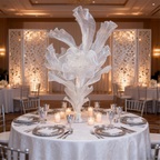 Flowerva White Serenity Floral Heart Sheer Texture Table Flower