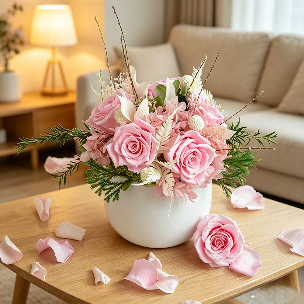 Flowerva Full-Bloom Compact Arrangement Premium Decor