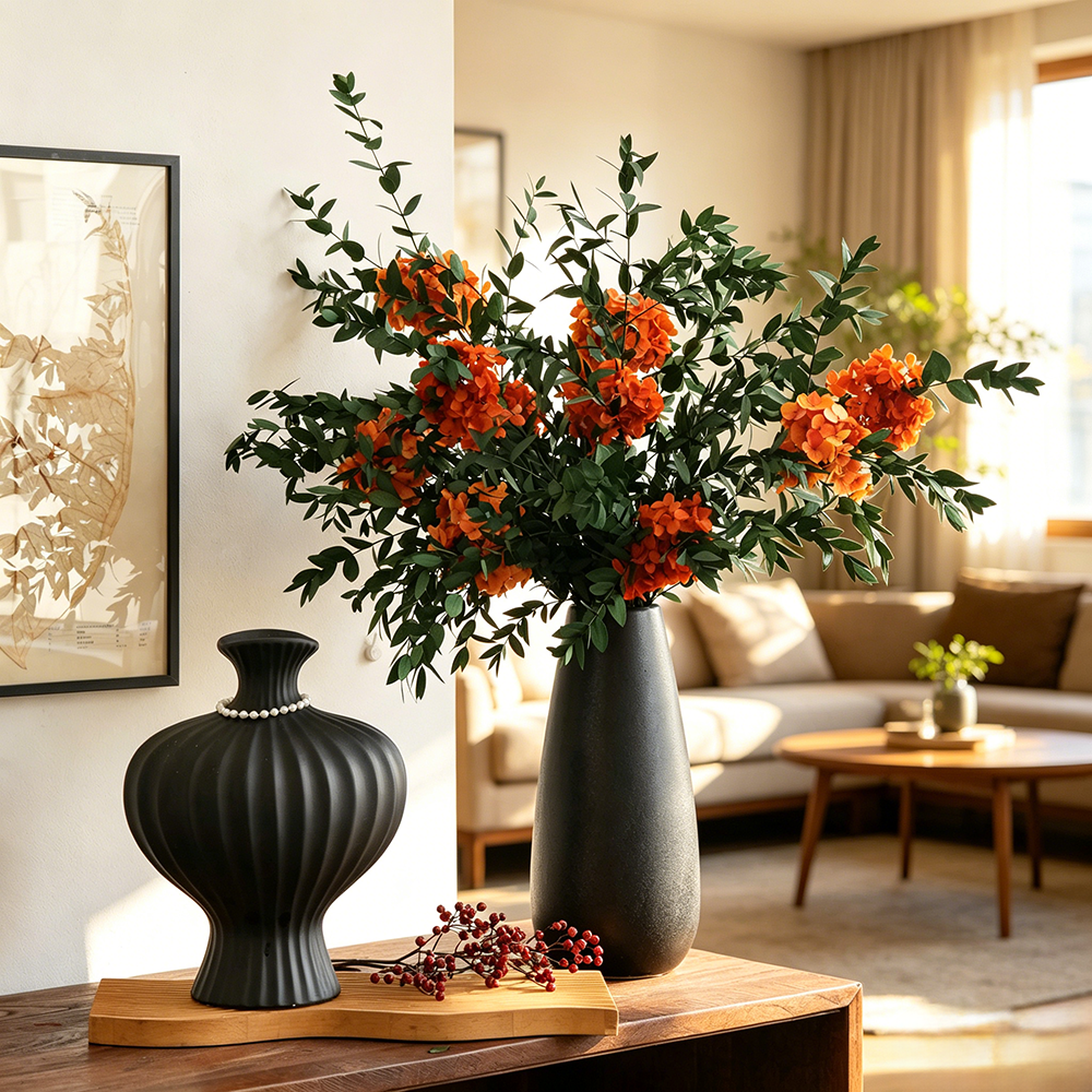 Flowerva Lush Foliage Vase Arrangement Premium Decor