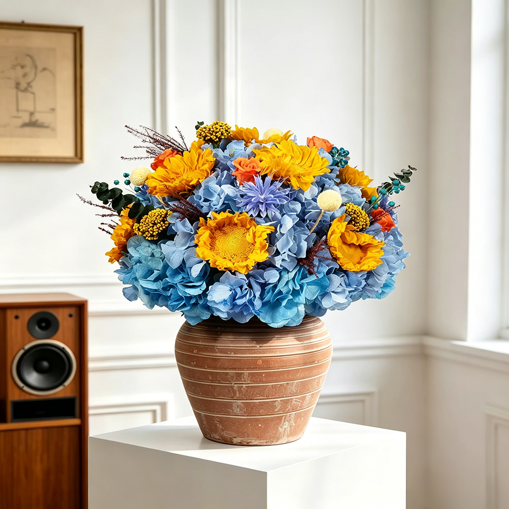 Flowerva Sunflower Terracotta Vase Arrangement Premium Decor
