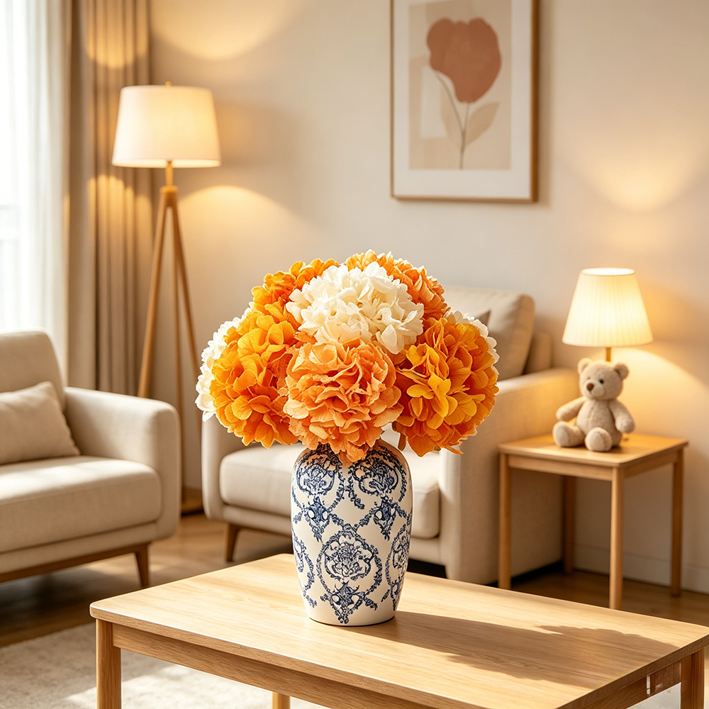 Flowerva Hydrangea Vase Arrangement Premium Decor