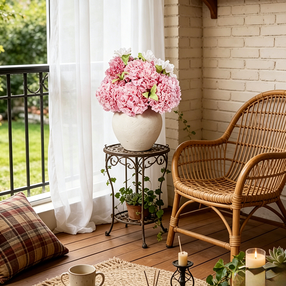 Flowerva Ruffled Petal Vase Arrangement Premium Decor