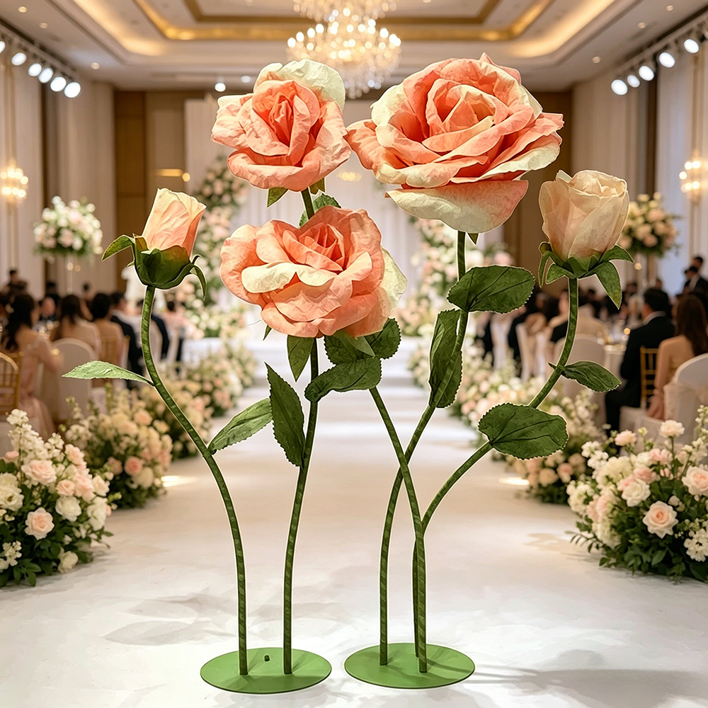 Flowerva Orange Rose Verdant Cluster Premium Decor