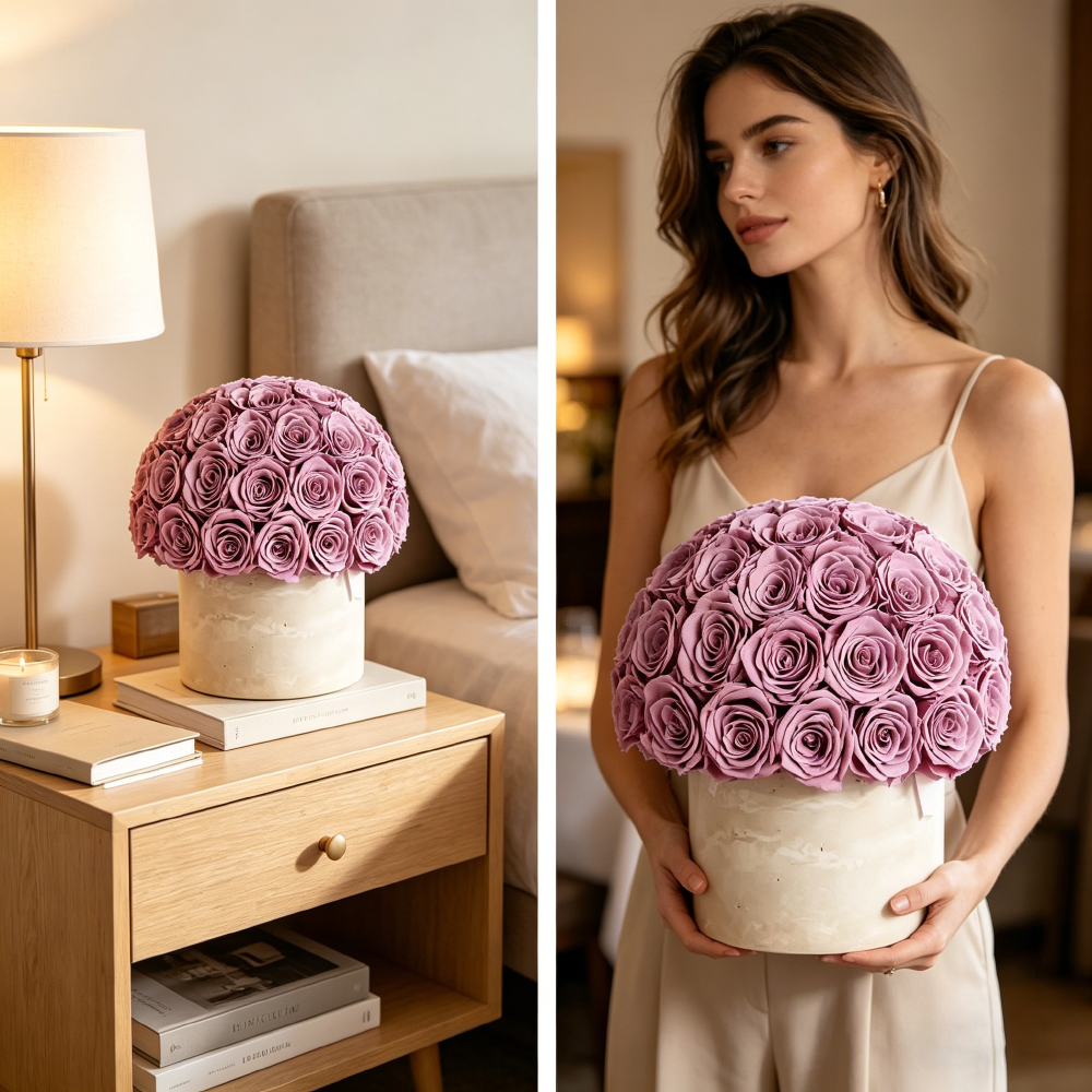 Premium Preserved Roses Cappuccino Gift Box