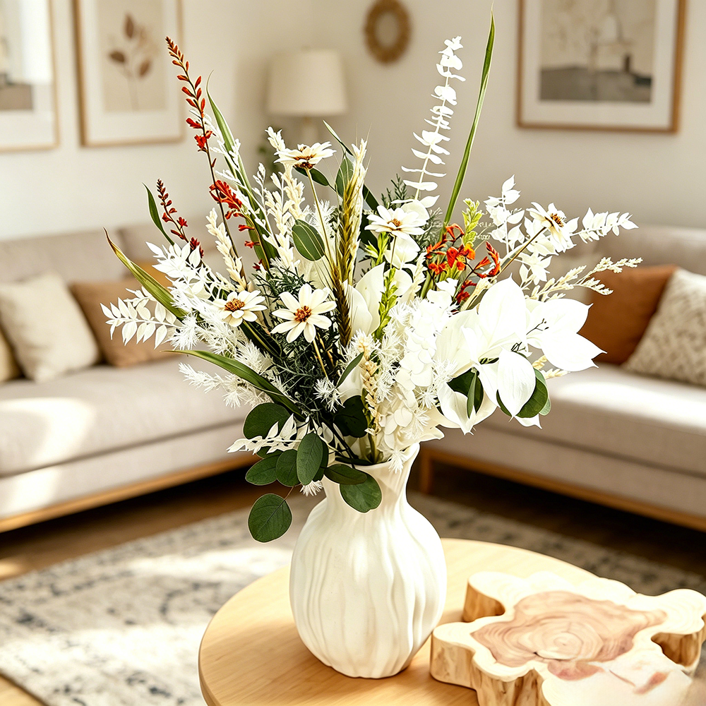 Flowerva Minimalist Everlasting Vase Arrangement Premium Decor
