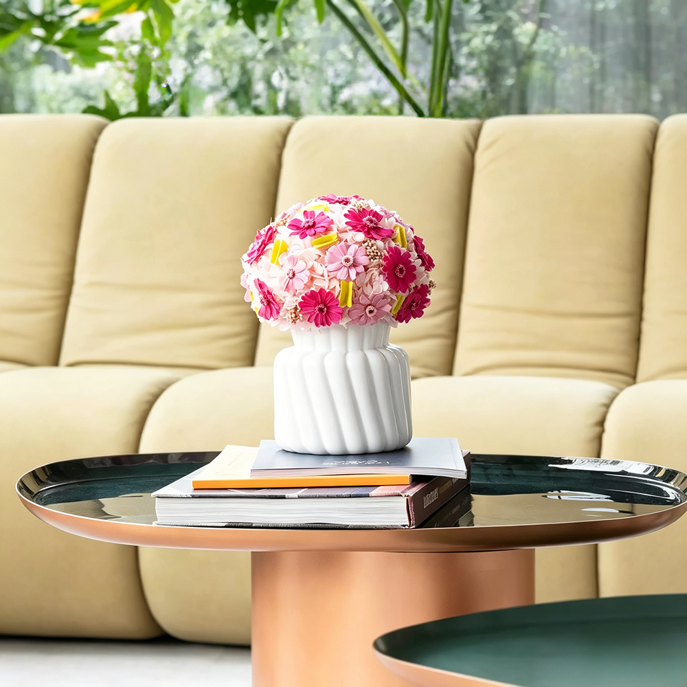 Flowerva Daisy Sphere Vase Arrangement Premium Decor