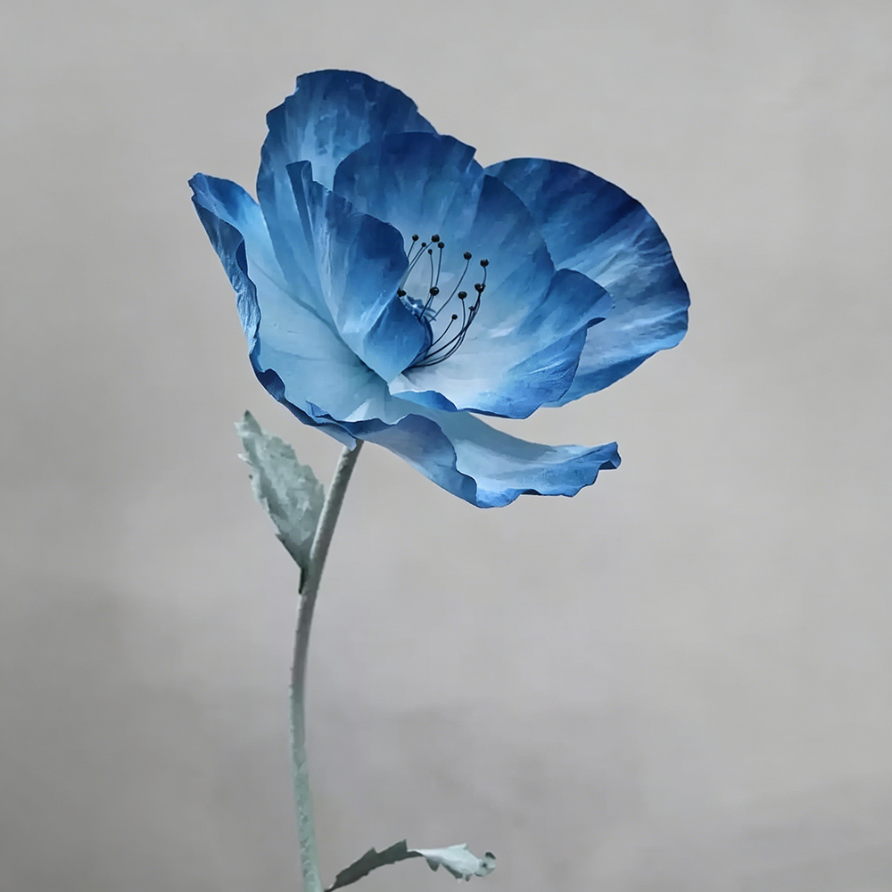 Flowerva Azure Poppy Bloom Premium Decor
