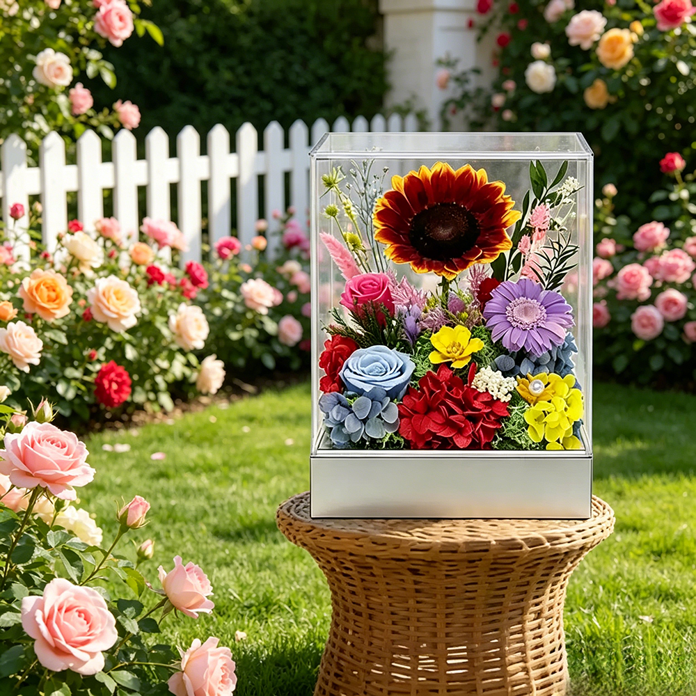 Flowerva Radiant Bloom Acrylic Display Premium Decor