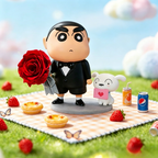 Flowerva Crayon Shin-chan Rose Keepsake Figurine Premium Decor