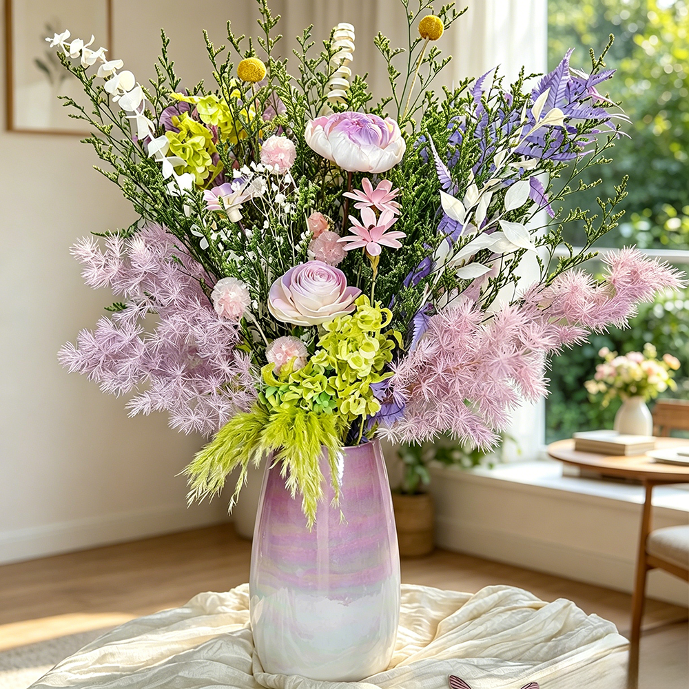Flowerva Pastel Whimsy Vase Arrangement Premium Decor