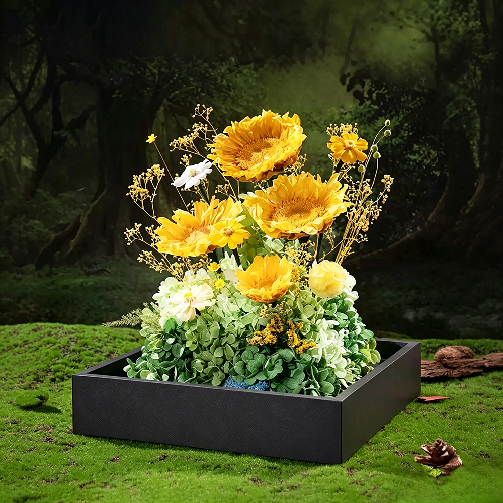 Flowerva Sunflower Preserved Bloom Acrylic Box Premium Decor
