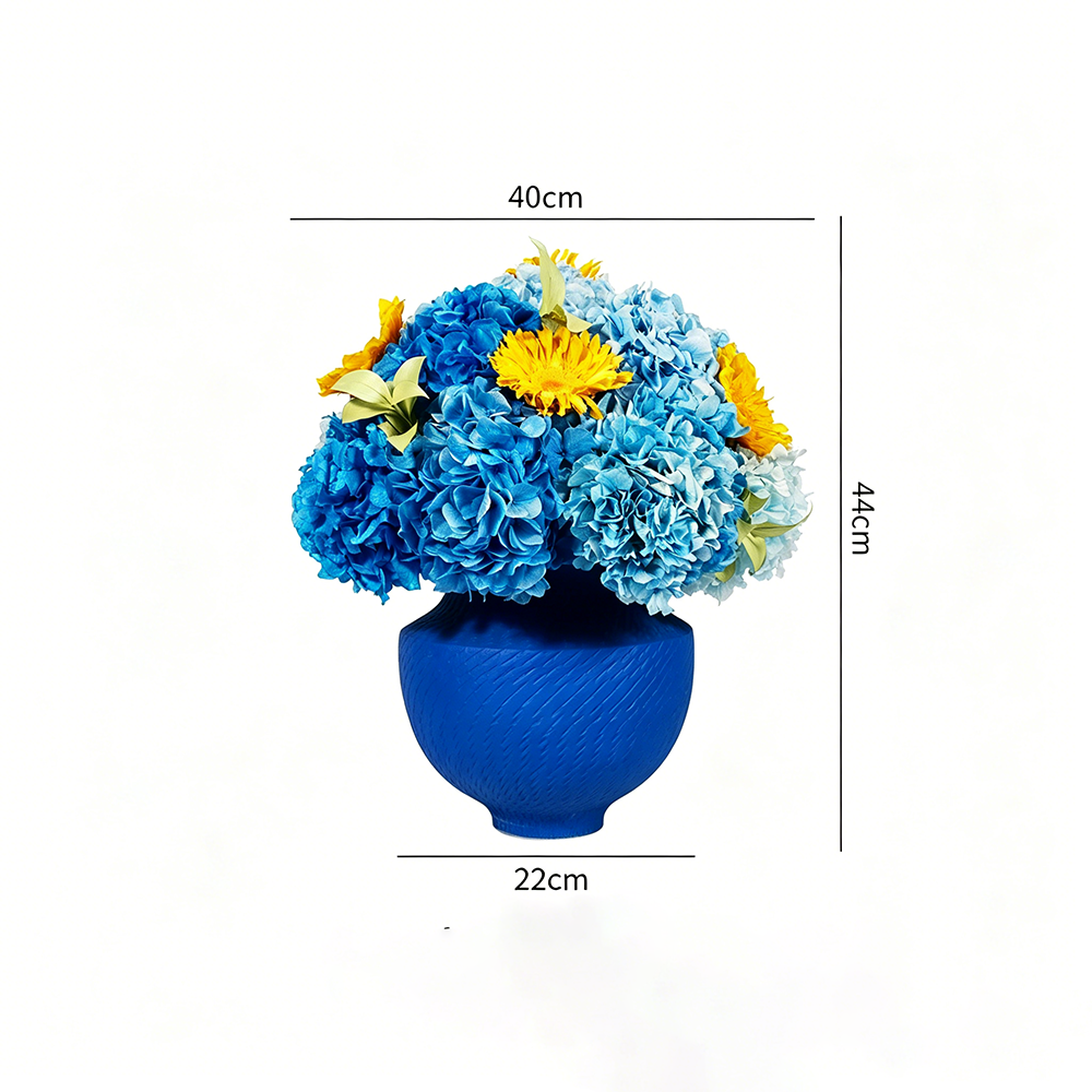 Flowerva Hydrangea Textured Vase Arrangement Premium Decor