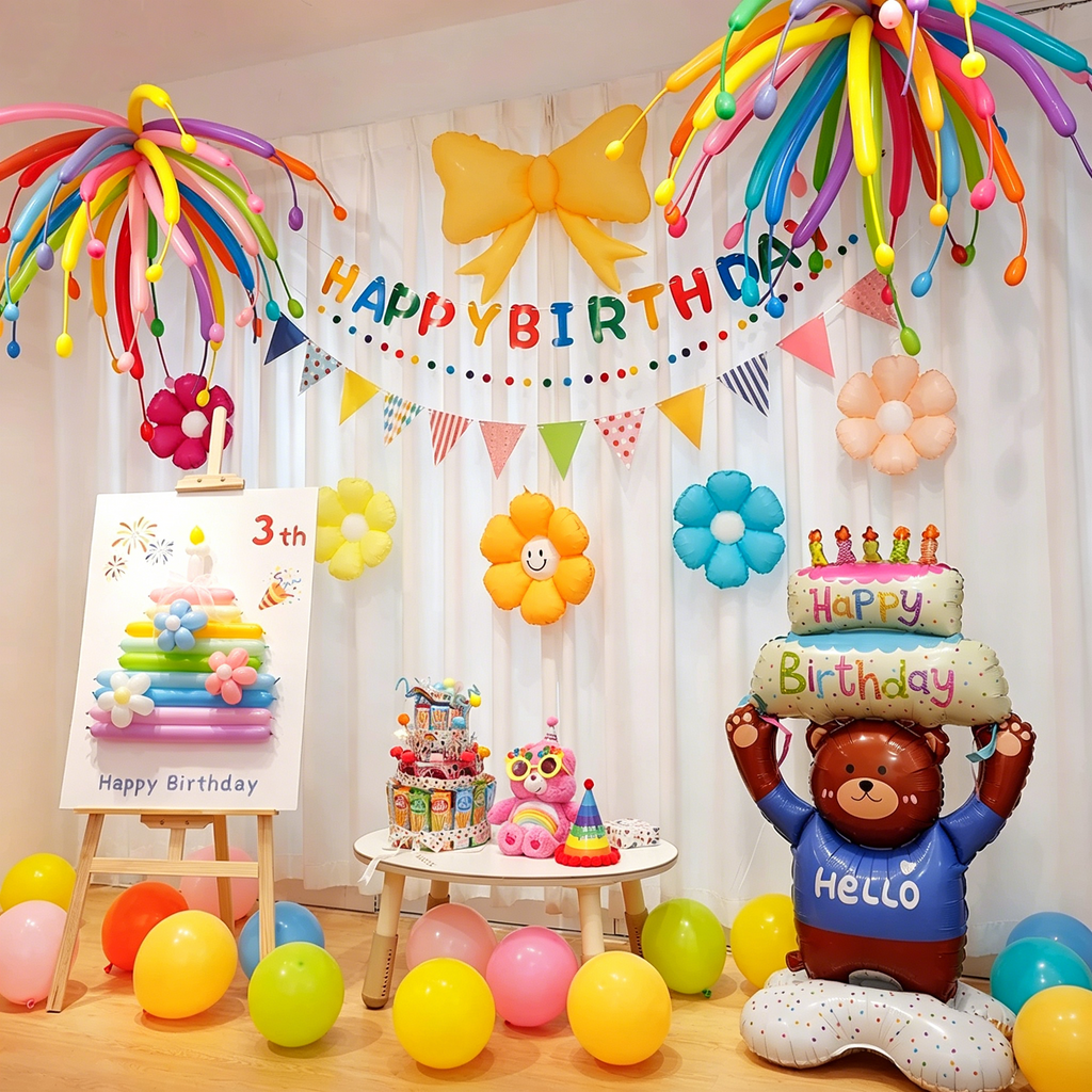 Flowerva Kids Birthday Party Balloon Decorations Scene Layout Set