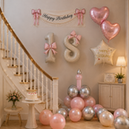 Flowerva Cream Champagne Number Birthday Balloon Set