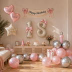 Flowerva Cream Champagne Number Birthday Balloon Set