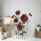 Flowerva Crimson Dahlia Bloom Premium Decor
