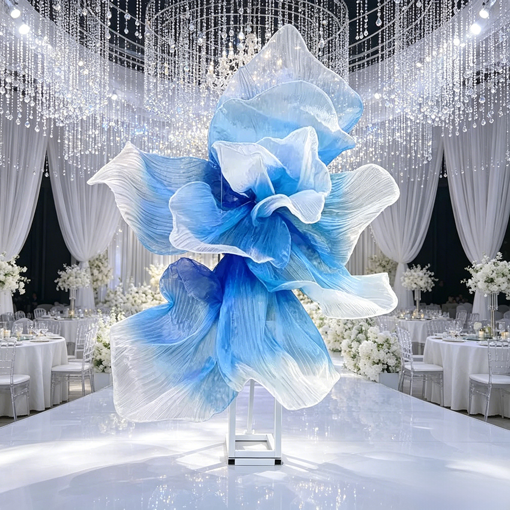 Flowerva Gradient Blue Veil Form Art Installation (Without Base)