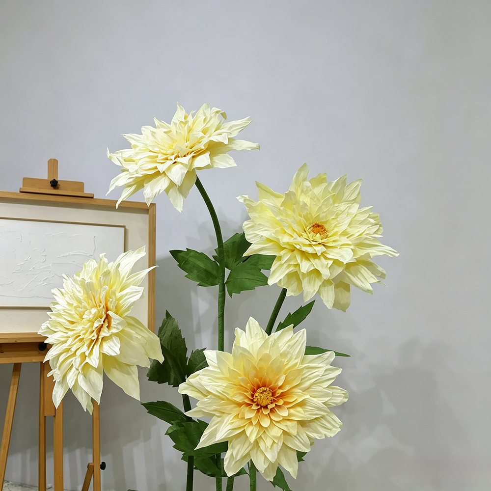 Flowerva Cream Dahlia Bloom Premium Decor