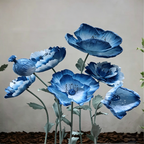 Flowerva Azure Poppy Bloom Premium Decor