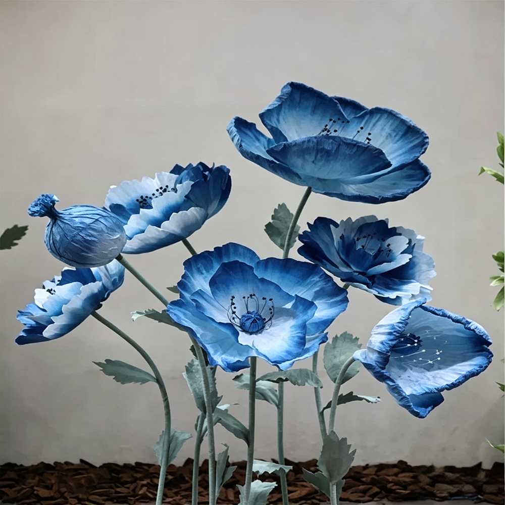 Flowerva Azure Poppy Bloom Premium Decor