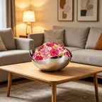 Flowerva Sculptural Metal Bowl Arrangement Premium Decor