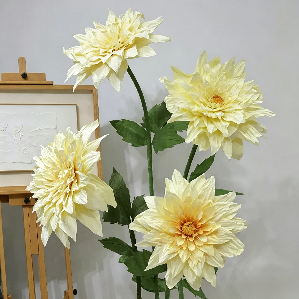 Flowerva Cream Dahlia Bloom Premium Decor