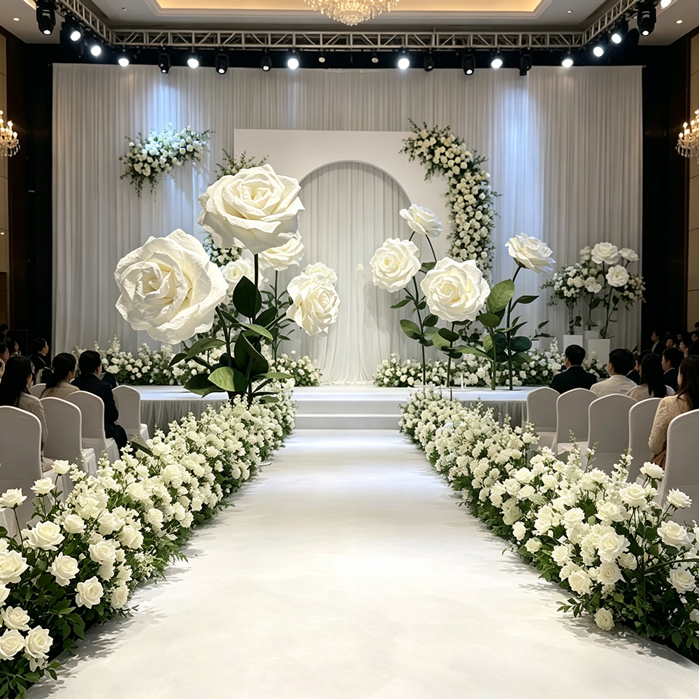 Flowerva White Rose Chroma Cluster Premium Decor