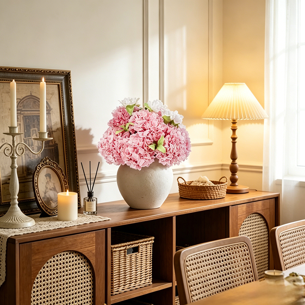 Flowerva Ruffled Petal Vase Arrangement Premium Decor