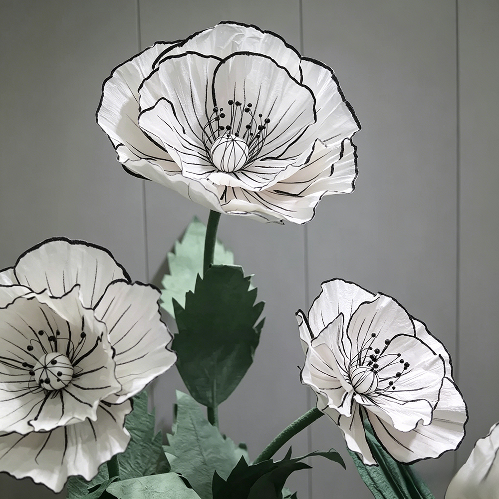 Flowerva Ink Wash Poppy Premium Decor